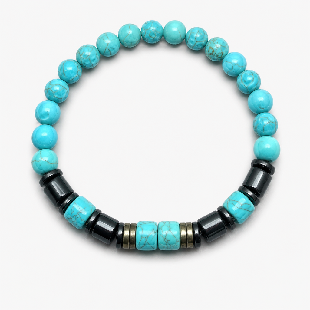 Turquoise & Hematite Beaded Bracelet