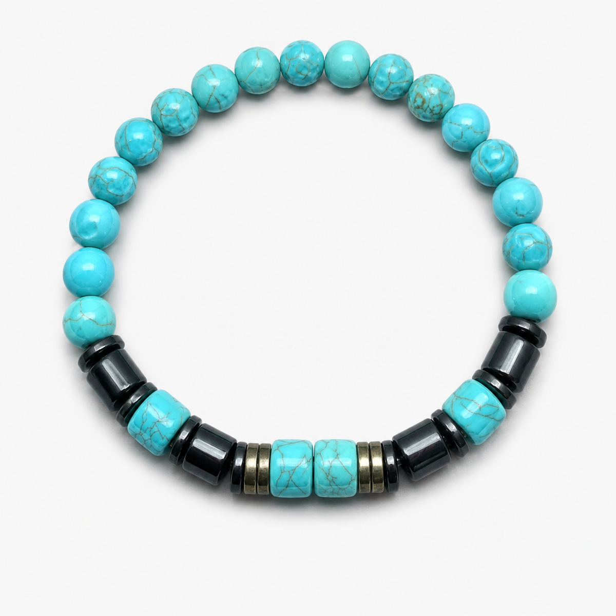 Turquoise & Hematite Beaded Bracelet