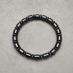 Luxury Black Hematite Barrel Bead Bracelet – Handmade Unisex Design