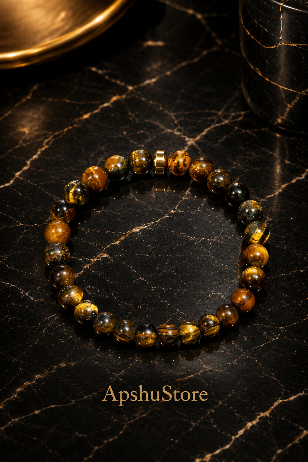 Natural Tiger Eye Bracelet 8mm | Men’s Gemstone Bracelet | 19cm | Handmade Natural Stone Jewellery