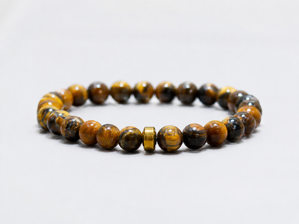 Natural Tiger Eye Bracelet 8mm | Men’s Gemstone Bracelet | 19cm | Handmade Natural Stone Jewellery