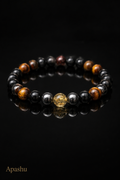 Luxury Men’s Natural Stone Bracelet – Black Onyx, Tiger Eye & Hematite