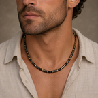 Hematite & Black Onyx Men’s Necklace – 26 Inch – 6mm Beads