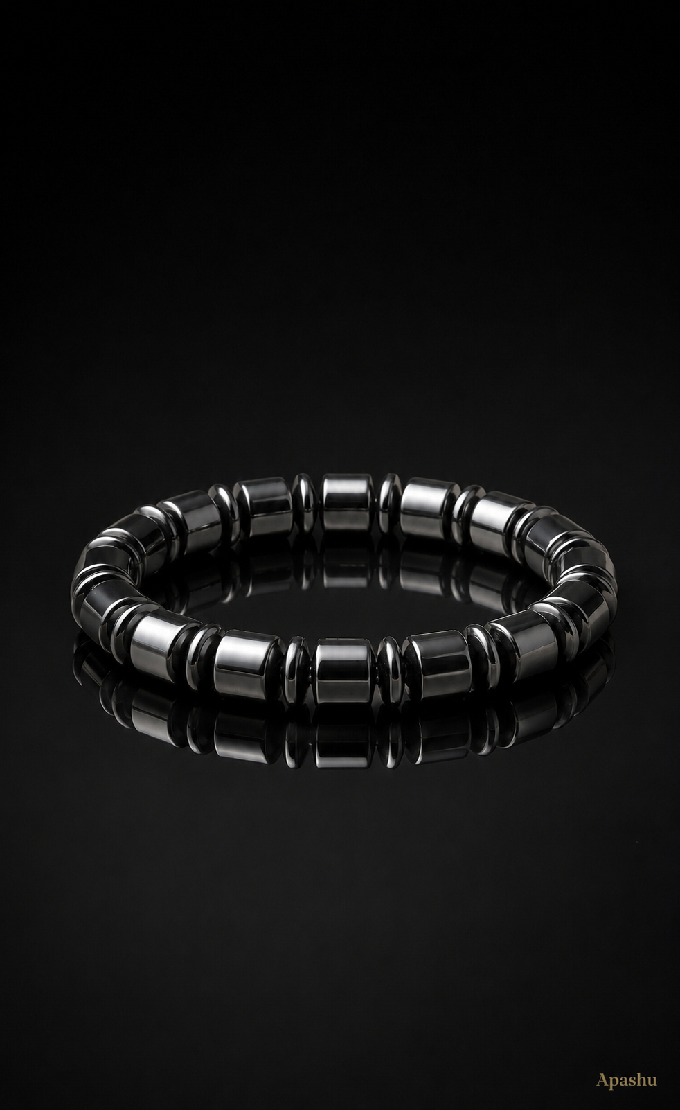 Luxury Black Hematite Barrel Bead Bracelet – Handmade Unisex Design