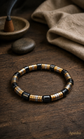 Luxury Black, Gold & Silver Beaded Bracelet – 19 cm – 8 mm Natural Stone Bracelet – Handmade – Any Size Available