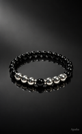 Premium Black Onyx & Hematite Bracelet 8mm | Natural Gemstone Beaded Bracelet | Men’s Jewellery | 19cm