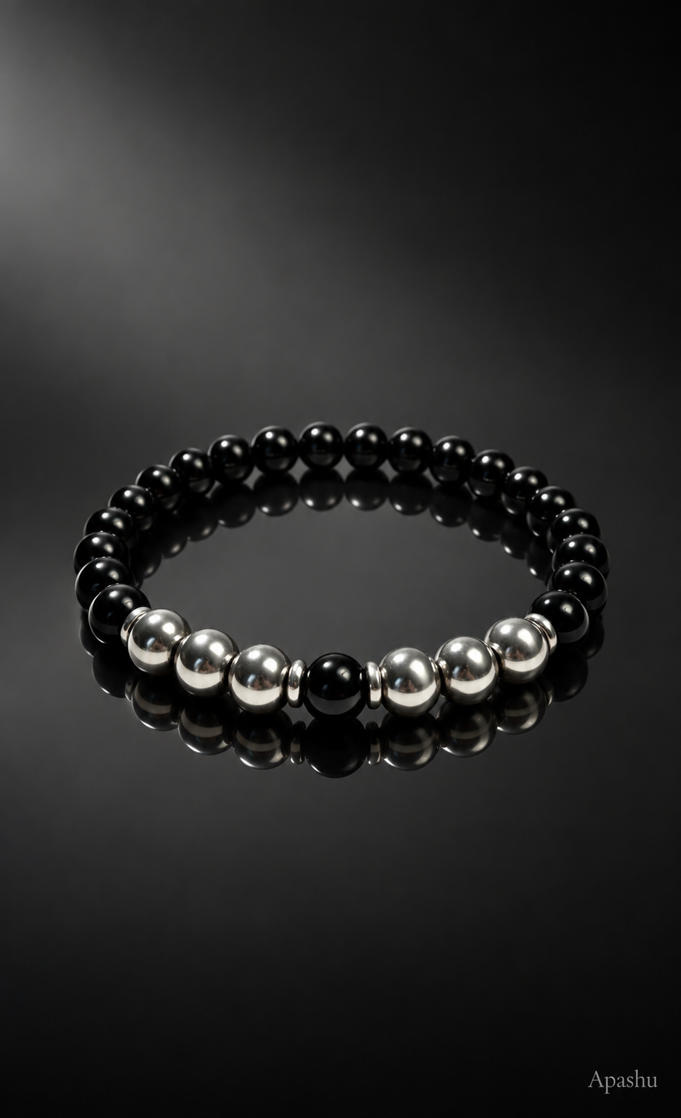 Premium Black Onyx & Hematite Bracelet 8mm | Natural Gemstone Beaded Bracelet | Men’s Jewellery | 19cm