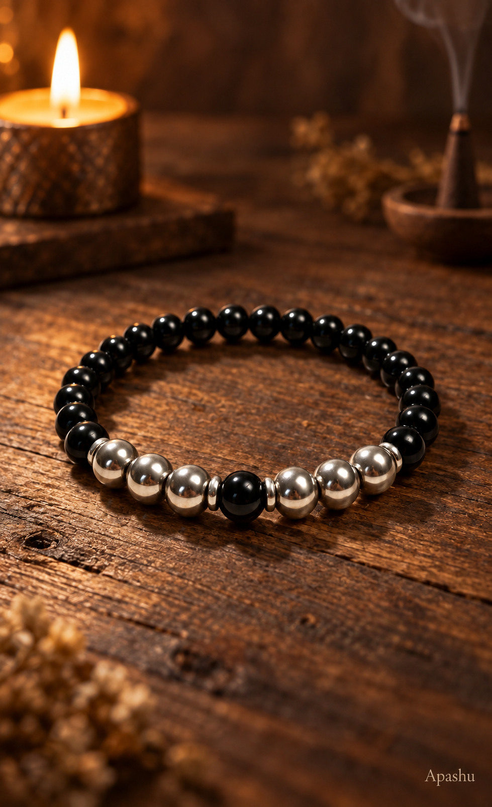 Premium Black Onyx & Hematite Bracelet 8mm | Natural Gemstone Beaded Bracelet | Men’s Jewellery | 19cm