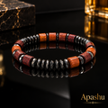Handmade Wooden & Hematite Bracelet | 8 mm Beads | 19 cm Stretch Bracelet | Custom Size Available | Men’s & Women’s Bracelet