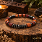 Handmade Wooden & Hematite Bracelet | 8 mm Beads | 19 cm Stretch Bracelet | Custom Size Available | Men’s & Women’s Bracelet