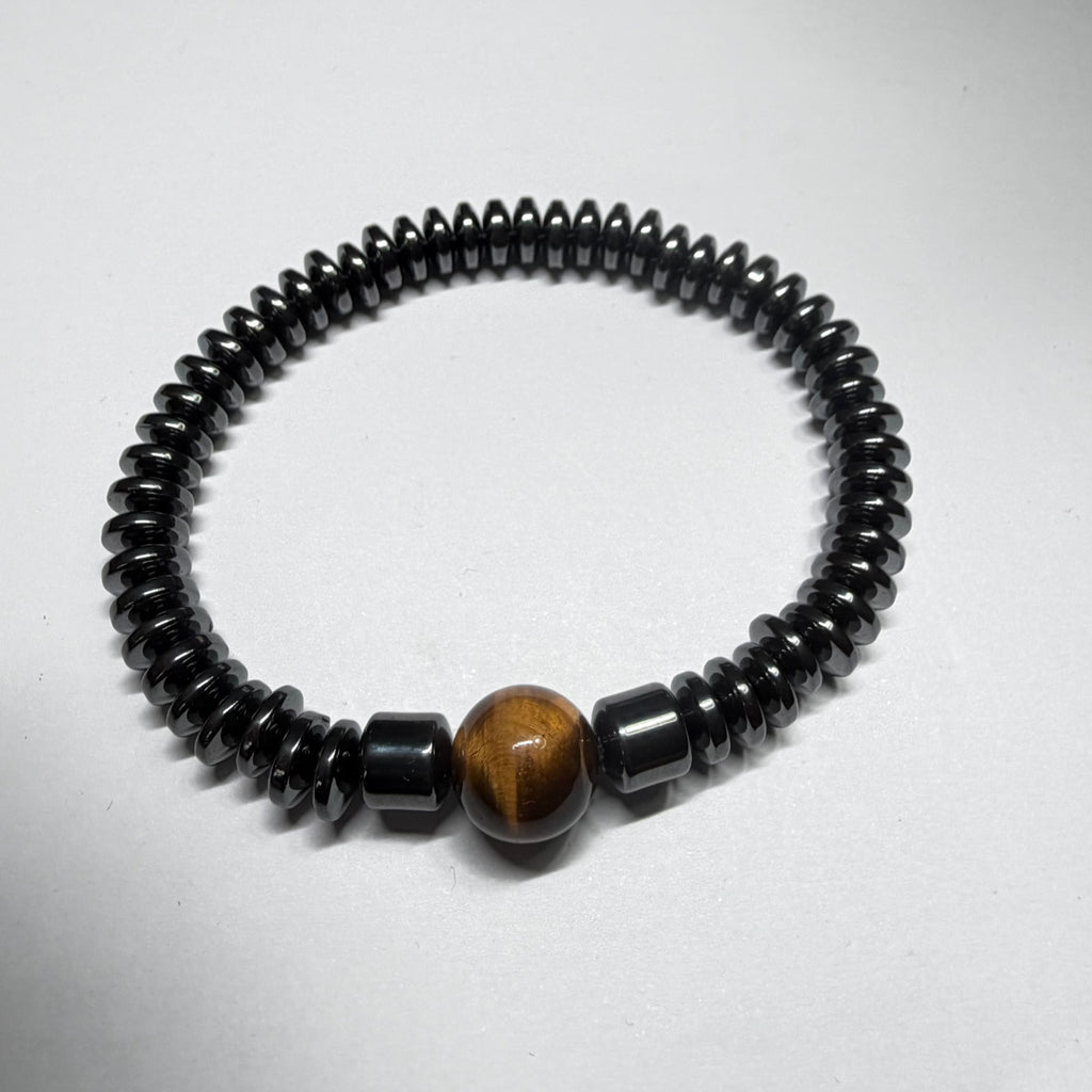 Men's Black Hematite & Tiger Eye Bracelet – Strength, Confidence & Timeless Elegance