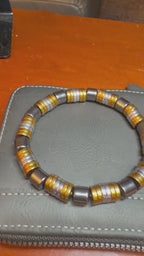 Luxury Black, Gold & Silver Beaded Bracelet – 19 cm – 8 mm Natural Stone Bracelet – Handmade – Any Size Available