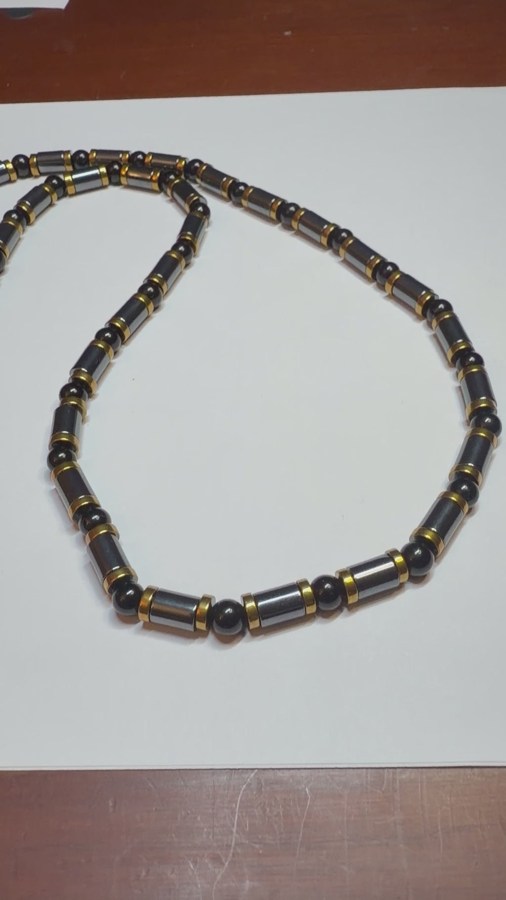 Hematite & Black Onyx Men’s Necklace – 26 Inch – 6mm Beads
