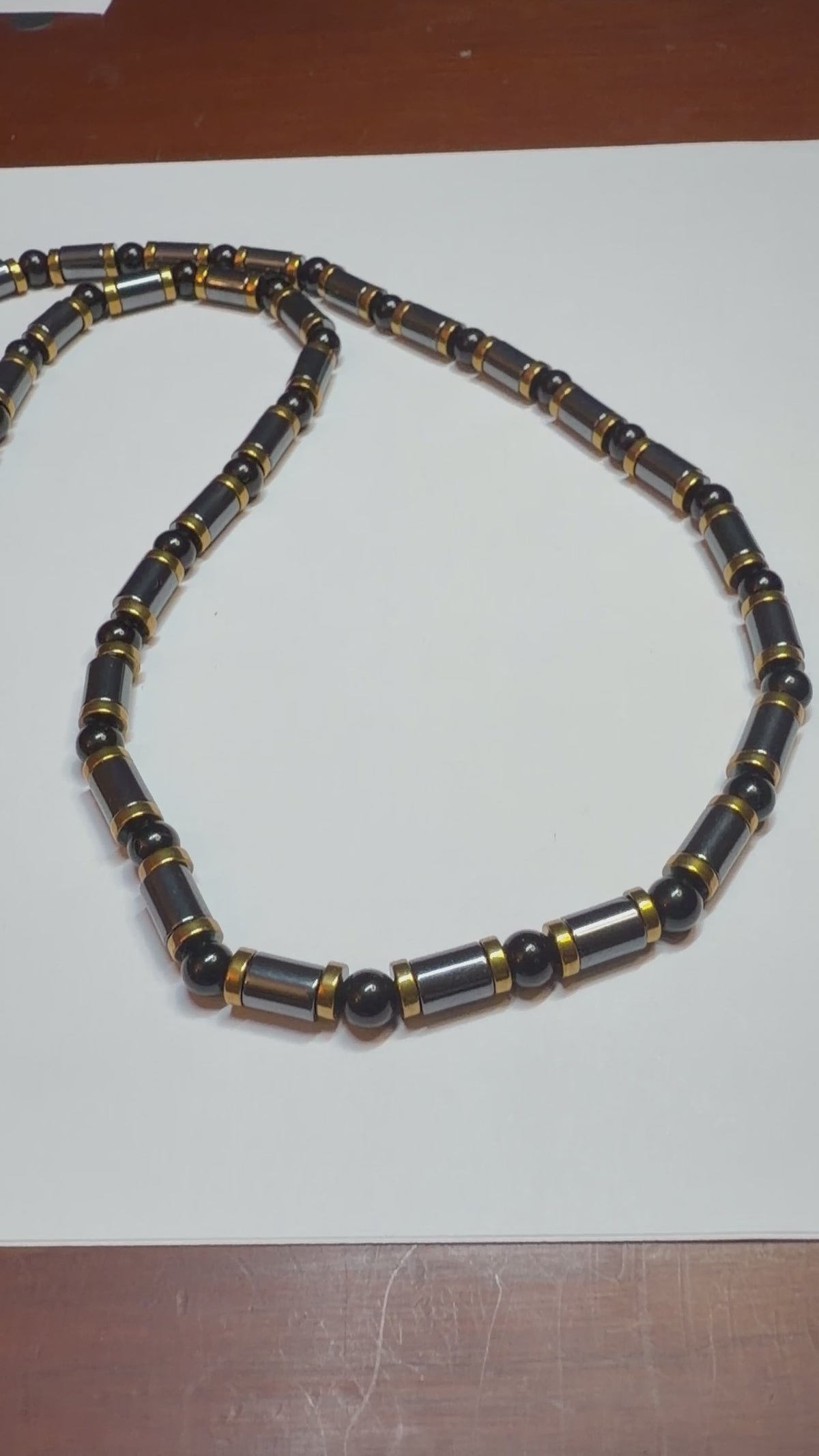 Hematite & Black Onyx Men’s Necklace – 26 Inch – 6mm Beads
