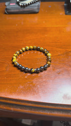 Premium Tiger Eye & Hematite Bracelet – Natural Gemstone Beaded Bracelet 19cm