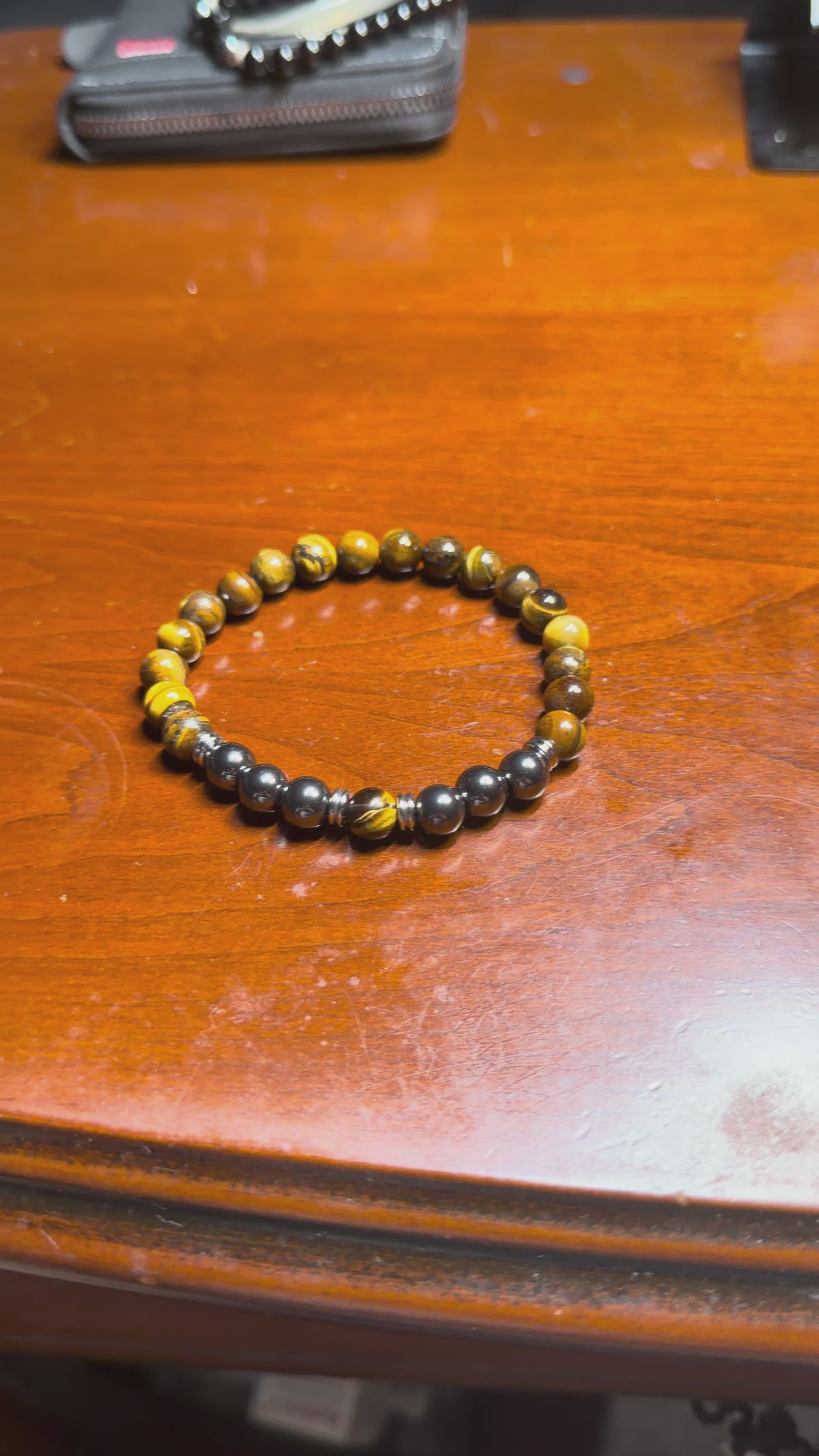 Premium Tiger Eye & Hematite Bracelet – Natural Gemstone Beaded Bracelet 19cm