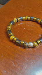 Luxury Tiger Eye & Hematite Bracelet – 19 cm | 8 mm Beads | Handmade | Any Size Available