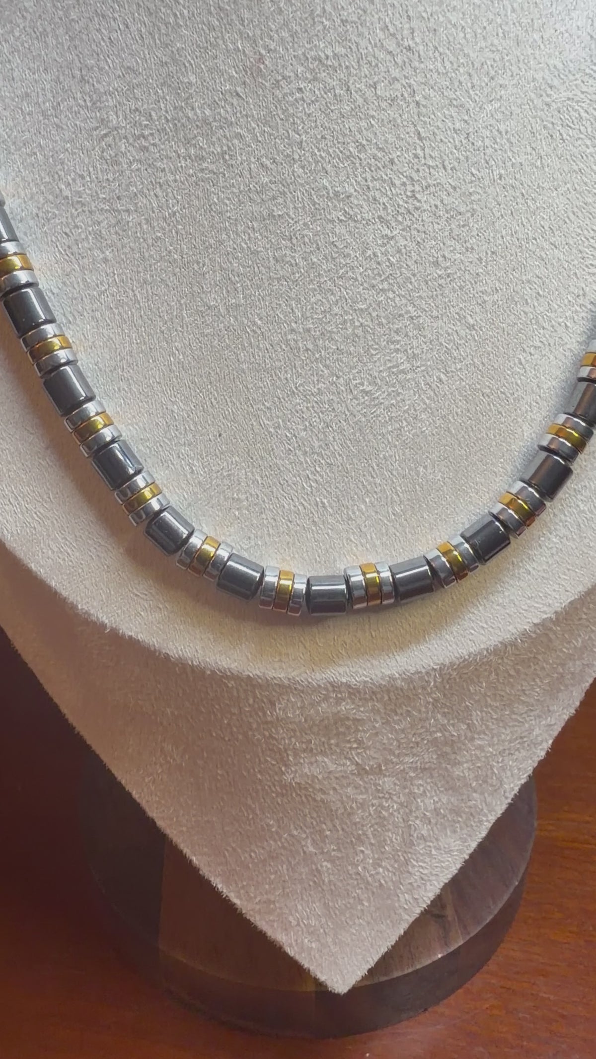 Luxury Black & Gold Hematite Beaded Necklace – 26 Inches (66 cm) – 6 mm Beads – Slip-On – Handmade – Any Size Available