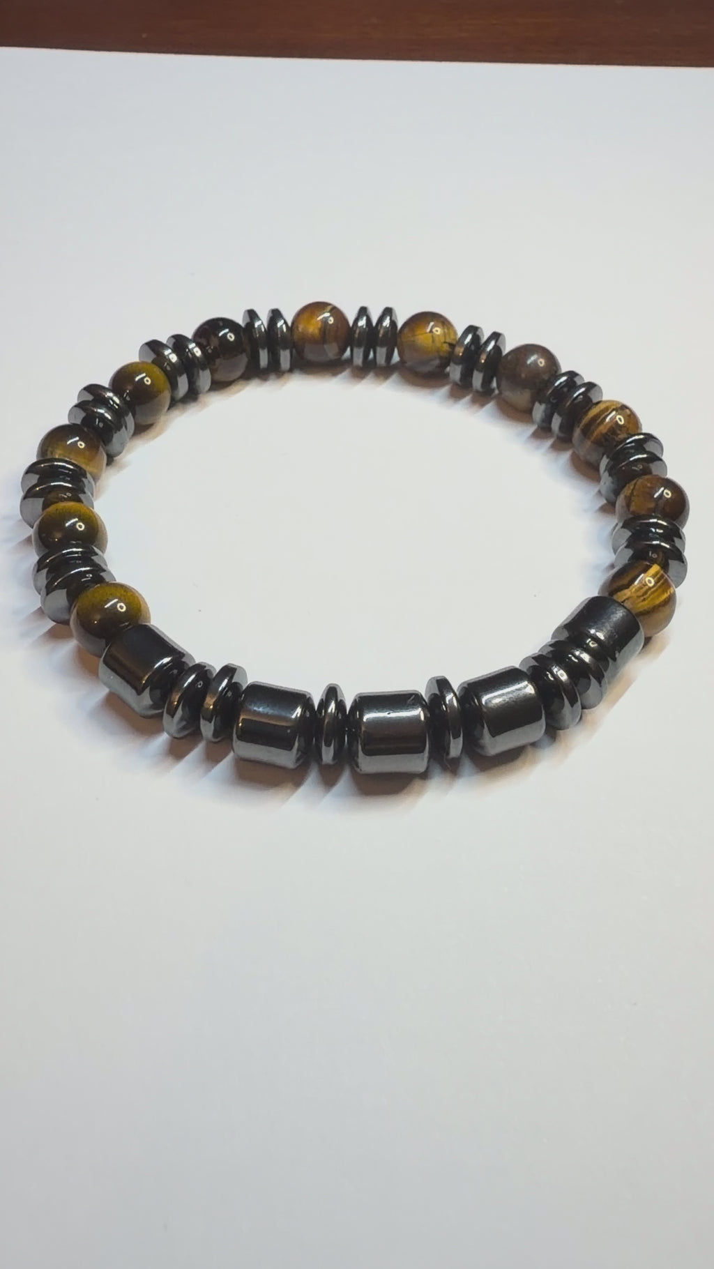 Tiger Eye, Hematite, 8mm, Natural Stone, Beaded Bracelet, Unisex, Handmade, Custom Size.